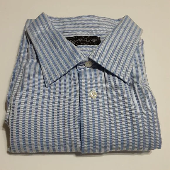 kenneth roberts platinum dress shirts Kenneth Roberts Platinum 80's 2 Ply Cotton Dress Shirt Sz 16.5 34/35 Stained